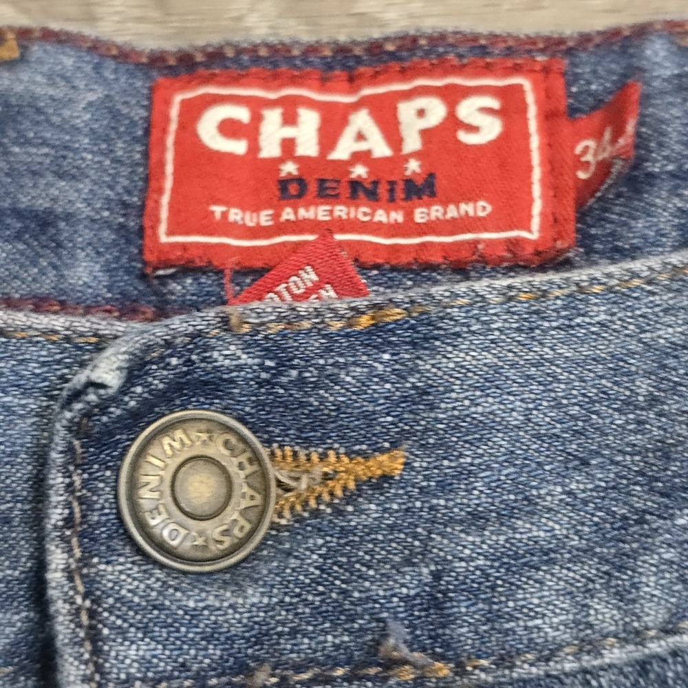 Vintage Y2K Chaps Denim Baggy Carpenter‎ Shorts Mens Size 34 Med/Dark Wash - Picture 6 of 16
